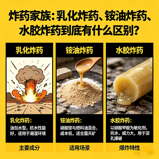 依安炸药家族:乳化炸药、铵油炸药、水胶炸药到底有什么区别?